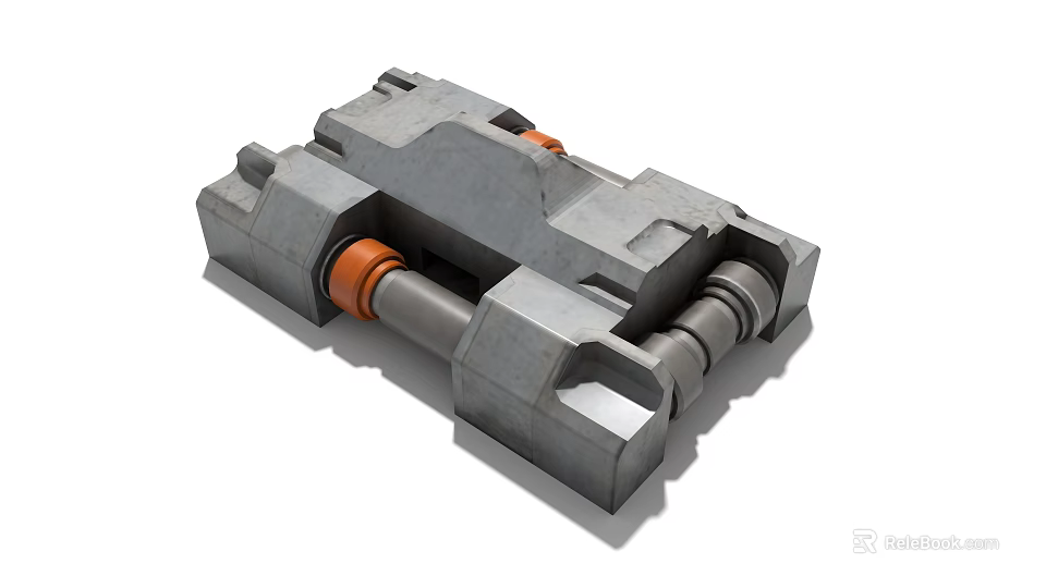 Industrial Equipment With Heavy Duty Metal Frame Orange Cylinders And Mechanical Structure 3d model 