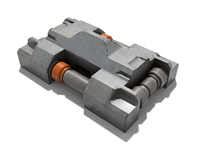 Industrial Equipment With Heavy Duty Metal Frame Orange Cylinders And Mechanical Structure 3d model