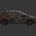 Rusty Old Small Car With Worn Exterior And Dirty Windows 3d model