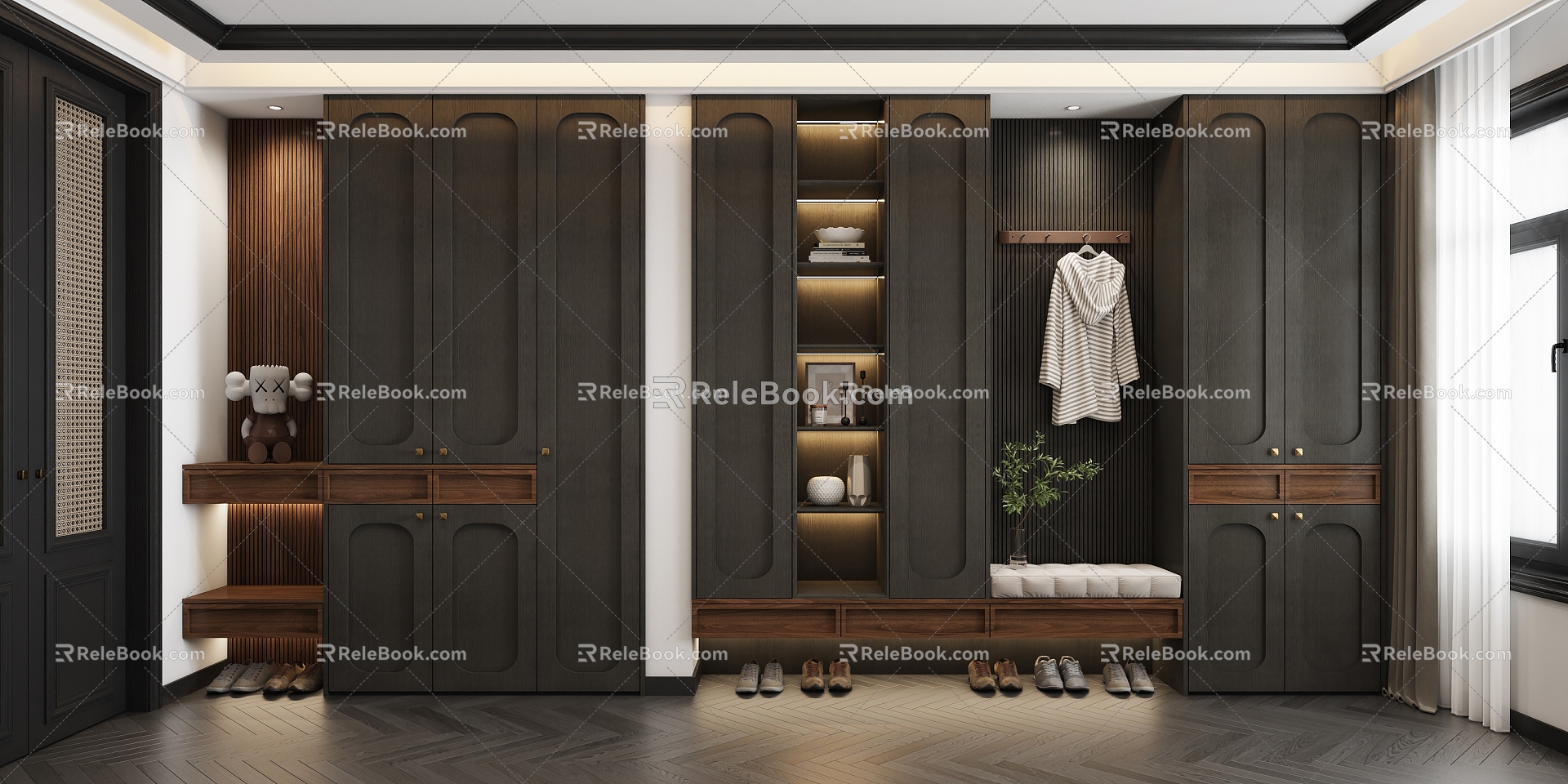 Vintage Entrance Shoe Cabinet 3d model