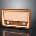 Vintage Radio With Wooden Frame Mesh Speaker Grille And Tuning Knobs