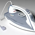 Modern White And Gray Electric Iron With Control Dial Power Cord As Essential Household Appliance
