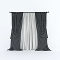 Elegant Grey And White Layered Curtains With Pleated Design For Home Decor