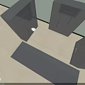 Modern Minimalist Gray Cube Shaped Storage Cabinets Placed Against Wall In Light Colored Room