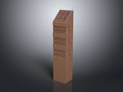 Modern Brown Tall Building With Perforated Layers In Urban Architectural Structure 3d model