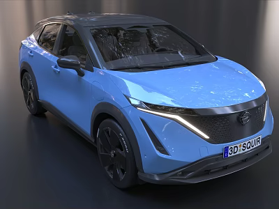 Blue SUV Car With Modern Sleek Exterior And LED Headlights Design 3d model