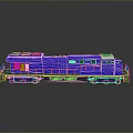 Blue 3D Model Train Locomotive With Cab Wheels And Shiny Surface