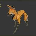 Designer Crafted Origami Style Orange Fox 3D Model With Geometric Details