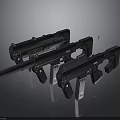 Modern Tactical Rifles with Scope Magazine and Silencer in Dark Background 3D Rendering