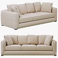 Multi-seat Beige Upholstered Sofa With Modern Simple Design And Plush Cushions 3d model