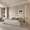 Modern Bedroom Interior Design With Large Bed Soft Rug Armchair And Framed Artwork