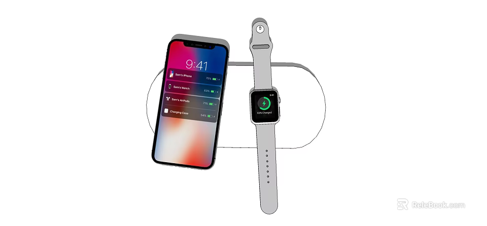 Modern Smartphone And Smartwatch Digital Devices With Touchscreen Display And Time Interface 3d model 