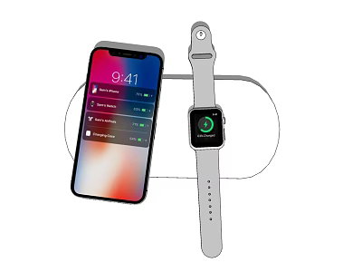 Modern Smartphone And Smartwatch Digital Devices With Touchscreen Display And Time Interface 3d model