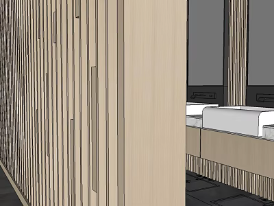 Modern Public Restroom Design With Wooden Partition Walls And Sink Areas 3d model
