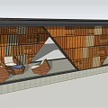 Modern Wooden Pergola With Geometric Support Structure And Outdoor Seating Area