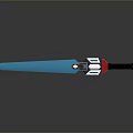 Glowing Blue Blade Sword With Red White Hilt And Black Handle On Gray Background