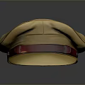 Beige Uniform Cap With Red Band For Classic Character Costume Accessory