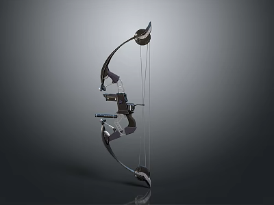 Modern Compound Bow With Detailed Metal Components Pulley System And Black Silver Design 3d model