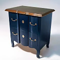 Elegant Navy Blue Entryway Side Cabinet With Wooden Top And Golden Handles
