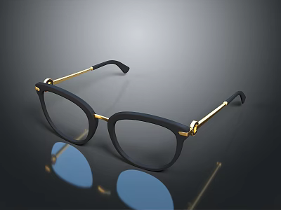 Elegant Jewelry Glasses Featuring Black Frames And Gold Metal Decorative Accents 3d model