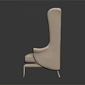 Elegant Light Colored Single Sofa With High Tufted Back Curved Arms And Slim Legs