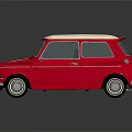 Vintage Red Small Car With White Roof Classic Design And Retro Style Shiny Exterior