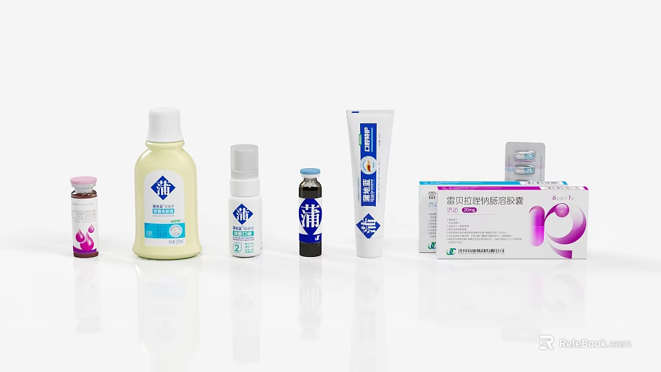 Medical Devices Various Healthcare Products Including Bottles Tubes And Cartons 3d model 