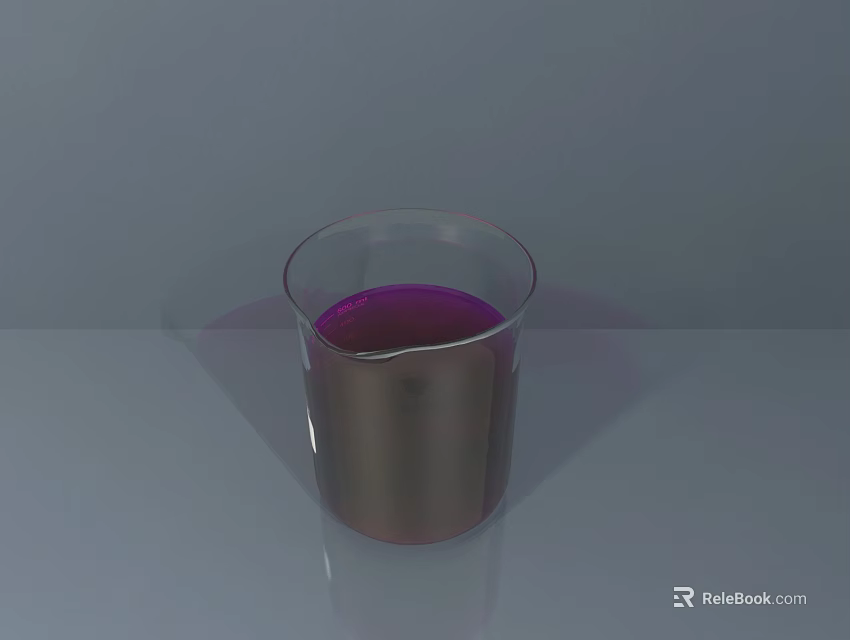 Industrial Equipment Featuring Transparent Glass Container With Purple Liquid On White Table Surface 3d model 