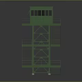 Green Metal Observation Tower With Stairs And Elevated Platform Structure 3d model