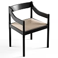 Stylish Single Chair with Black Frame Armrests and Light Fabric Seat