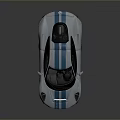 Silver Sports Car With Blue Stripes And Sleek Aerodynamic Modern Design