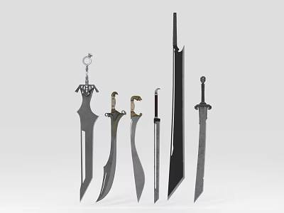 Collection Of Various Decorative Swords And Blades With Unique Handle Designs 3d model