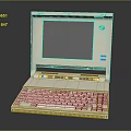 Vintage White Laptop Computer With Classic Screen And Retro Keyboard Design 3d model