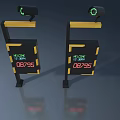 Swing Door with Welcome Text 08795 Black Yellow Frames Green Indicator Lights Top Black Devices