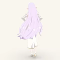 Elegant Woman With Long Purple Hair Blue Eyes And White Dress With Gold Accents