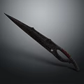 Ancient Decorative Dagger With Sharp Textured Blade And Red Handle Design