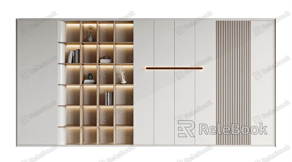 Modern bookcase background wall model