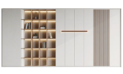 Modern bookcase background wall 3d model