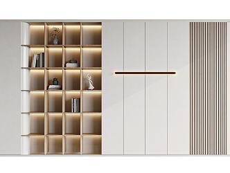 Modern bookcase background wall 3d model