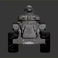 Futuristic Armored Tank With Large Wheels Metallic Cannon And Mechanical Details