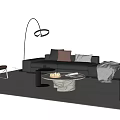 Modern Italian Sofa Coffee Table Combination Modern Sofa Coffee Table Leather Sofa Multi-Person Sofa Single Person Sofa Side Table Floor Lamp Fruit Acrylic Stool 3d model