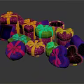 Colorful Gift Boxes With Yellow Pink Bows In Square Heart Shapes For Daily Living Supplies