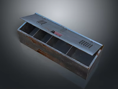 Metal Storage Box With Divided Compartments And Lid For Household Organizing 3d model