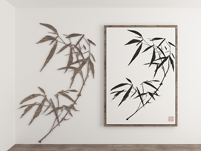 Chinese Bamboo Chinese Painting Chinese Hanging Painting Bamboo Silhouette Carving New Chinese Decorative Painting Wall Decorations Wall Stickers Bamboo Elements Bamboo Culture Bamboo Leaves 3d model