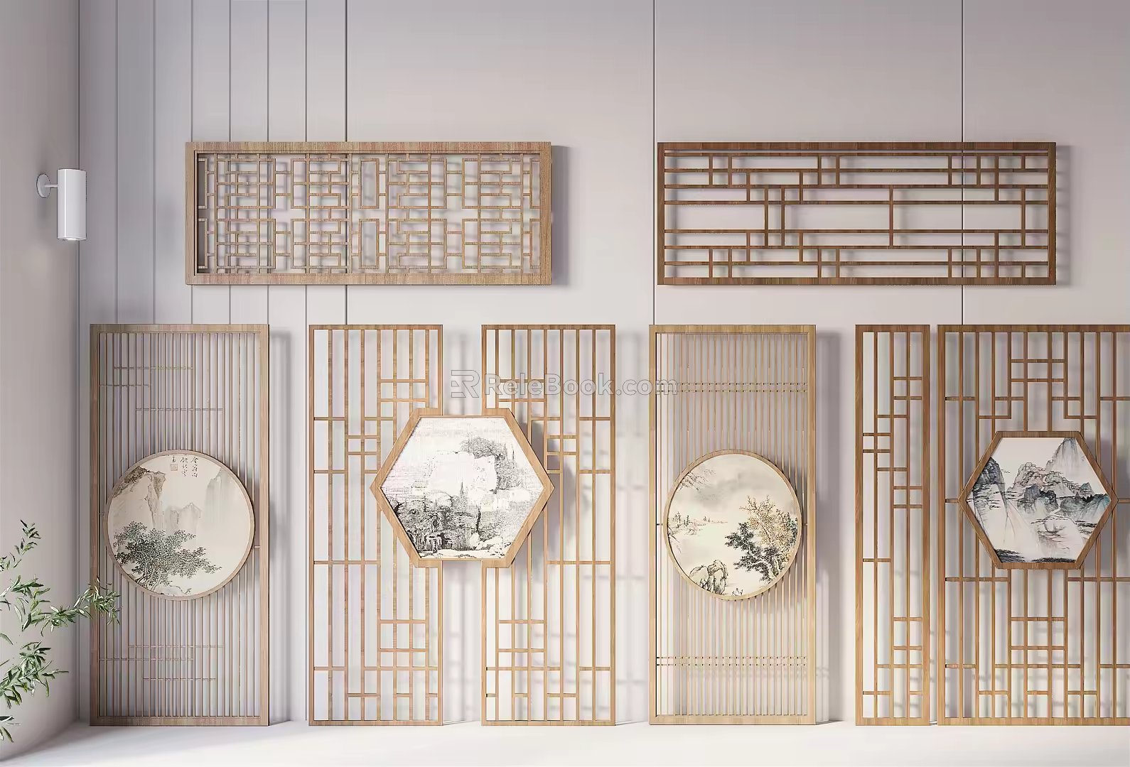 New Chinese-style partition screen partition 3d model
