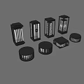 Outdoor Lights Featuring Various Grid Design Black Metal Frames And Warm LED Glow