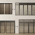 Stylish Sliding Doors With Glass Panels And Black Frames For Home Interior 3d model