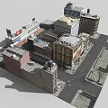Urban Street Scene Showcasing Vintage Building Brick Facades Window Frames And Architectural Details
