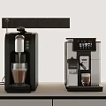 Modern Black And Silver Coffee Machines Making Coffee With Glass Cups