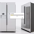 Modern Double Door Refrigerators In White And Stainless Steel With Digital Display And Storage